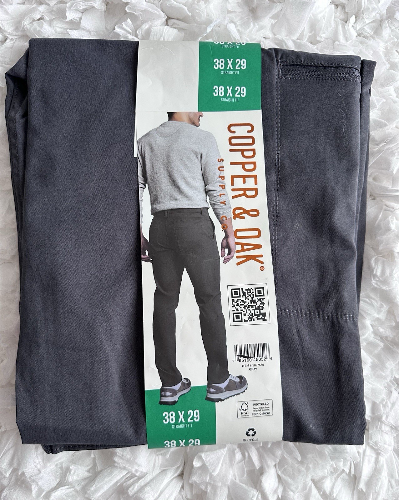 Copper and Oak Supply Co. Men’s Straight Fit Tech Utility Pants 38×29 Gray NWT