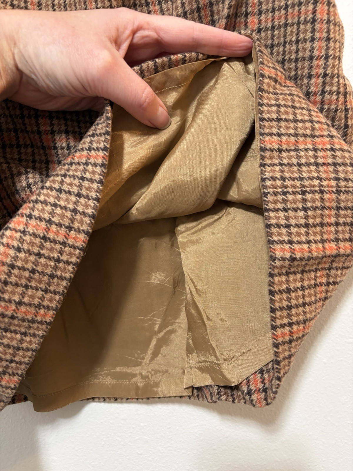 Michael Kors Wool Viscose Plaid Lined Mini Skirt Orange Brown Preppy Size 2