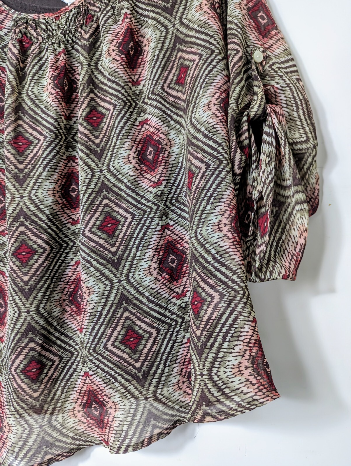 Croft and Barrow Blouse Womens Large Brown Light Weight With Brown Camisole B2