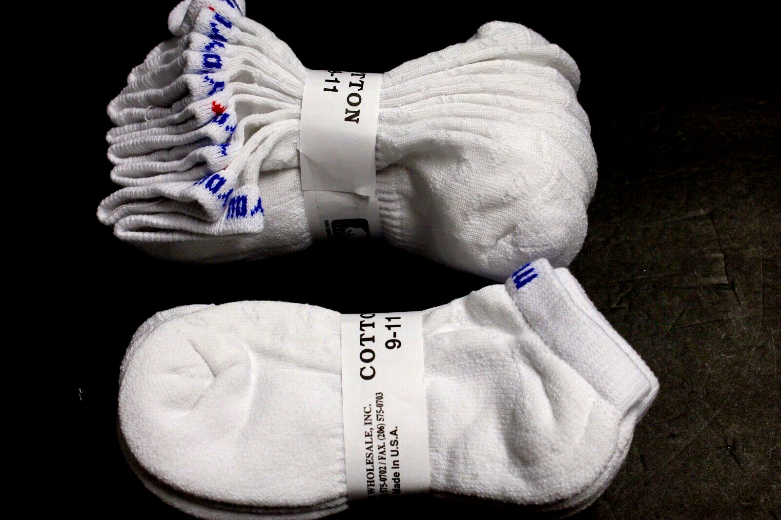 6 prs LOW ANKLE COTTON SOCKS 9-11 White Sports Cousion ARCH SUPPORT I LOVE YOU
