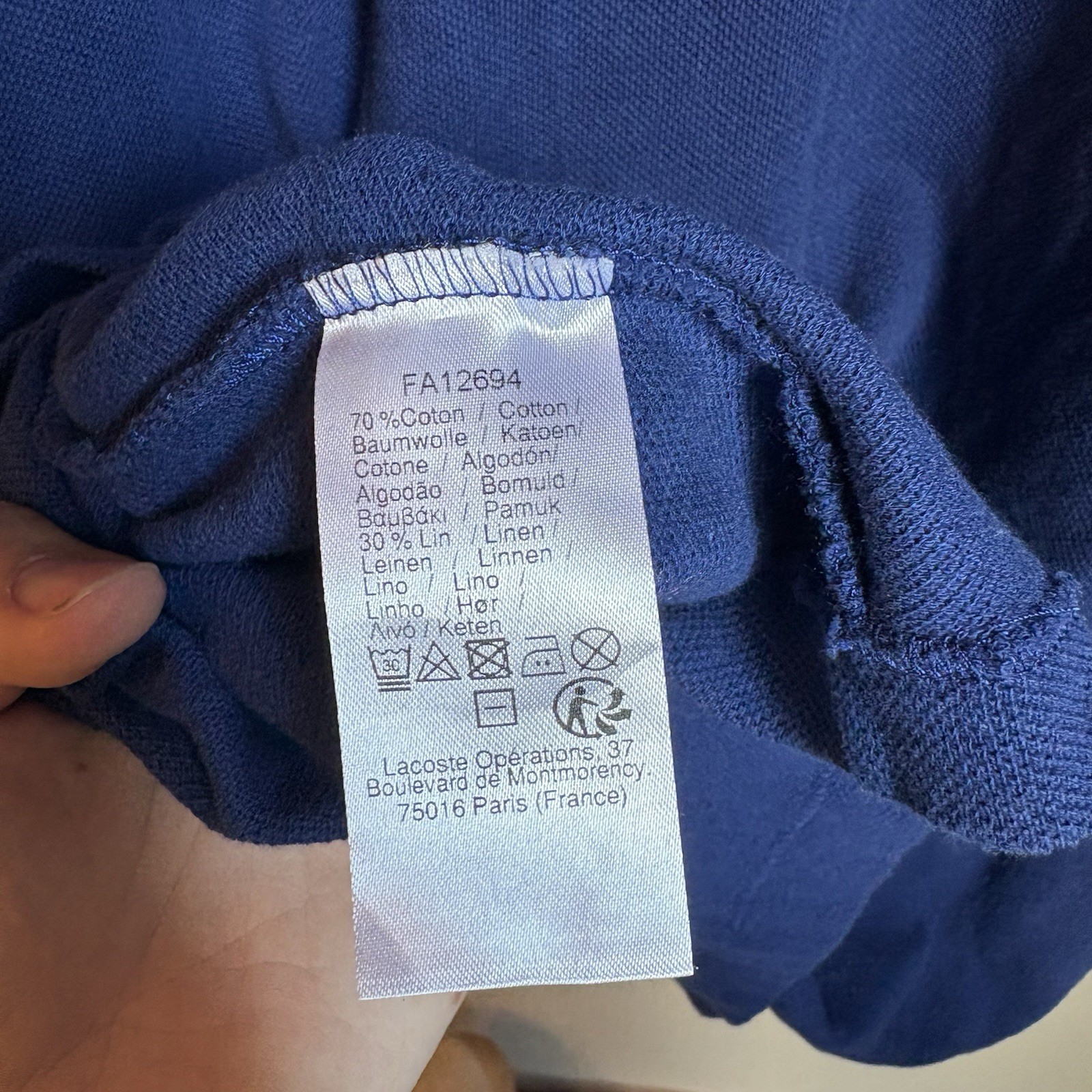 Lacoste Men’s Solid Blue Short Sleeve Polo Shirt 4XL