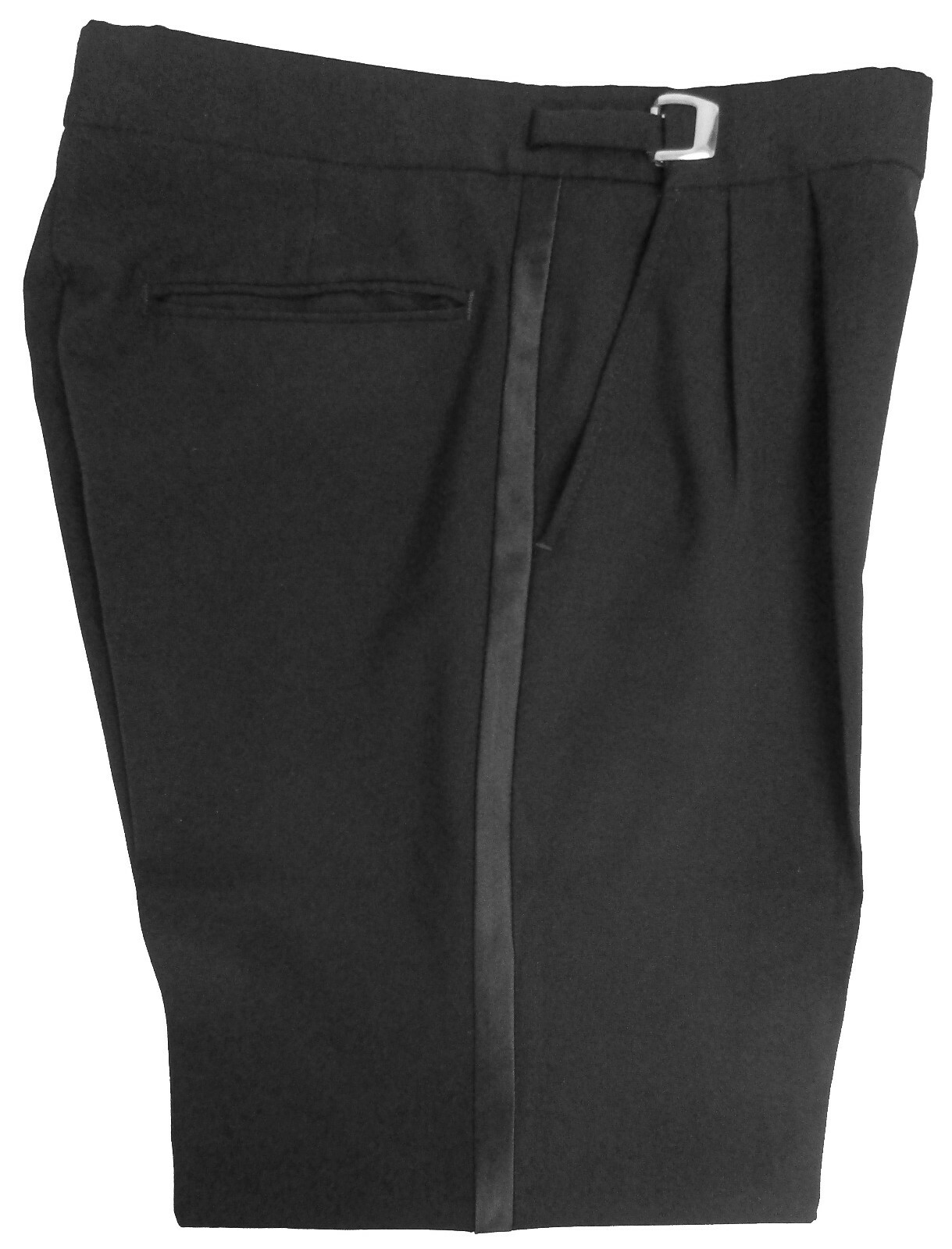 Men’s Wool Traditional Black Tuxedo Pants Wedding 30 31 32″ Adjustable Waist