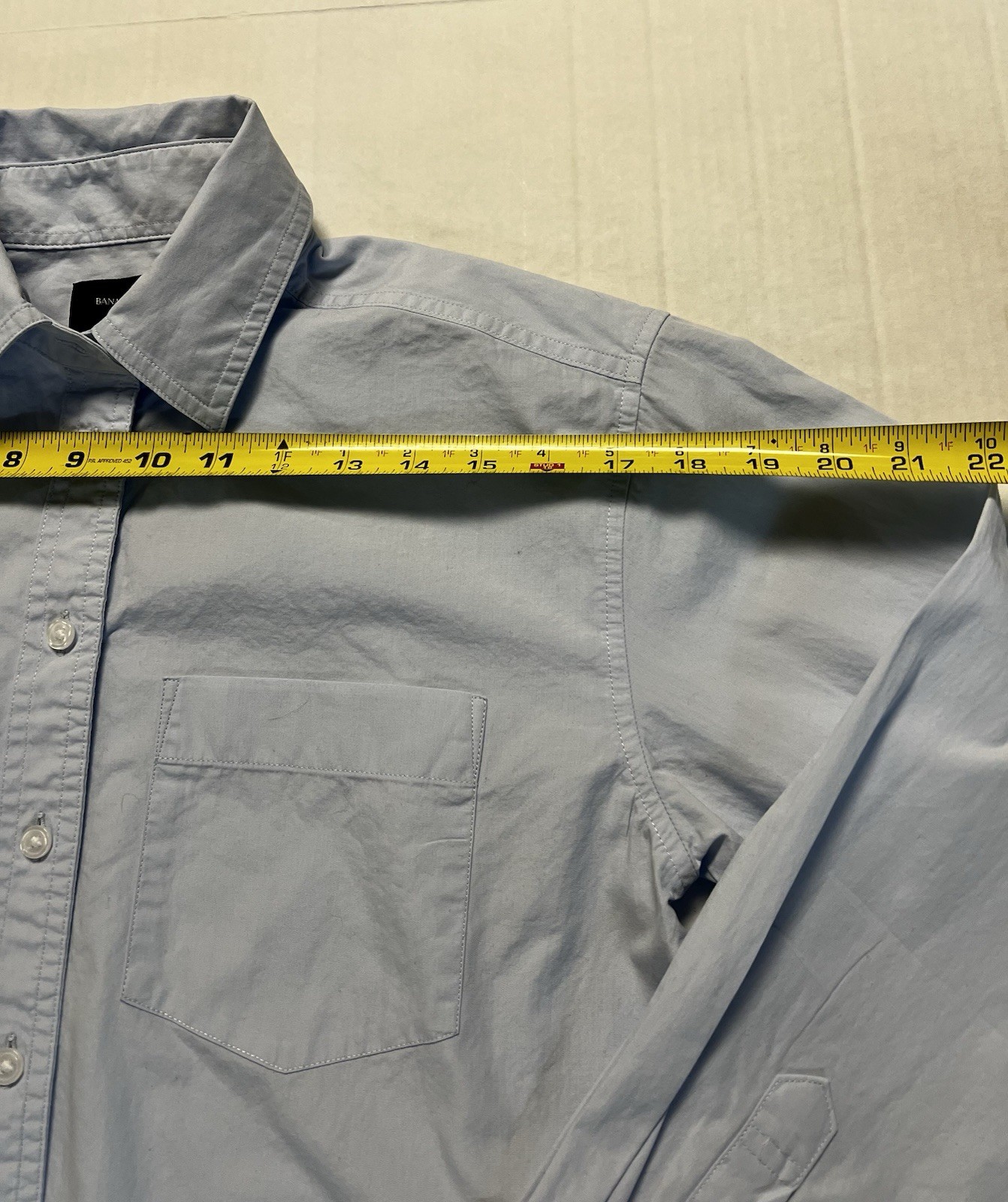 Banana Republic Boxy Crop Poplin Long Sleeve Shirt Baby Blue Structured Chic EUC