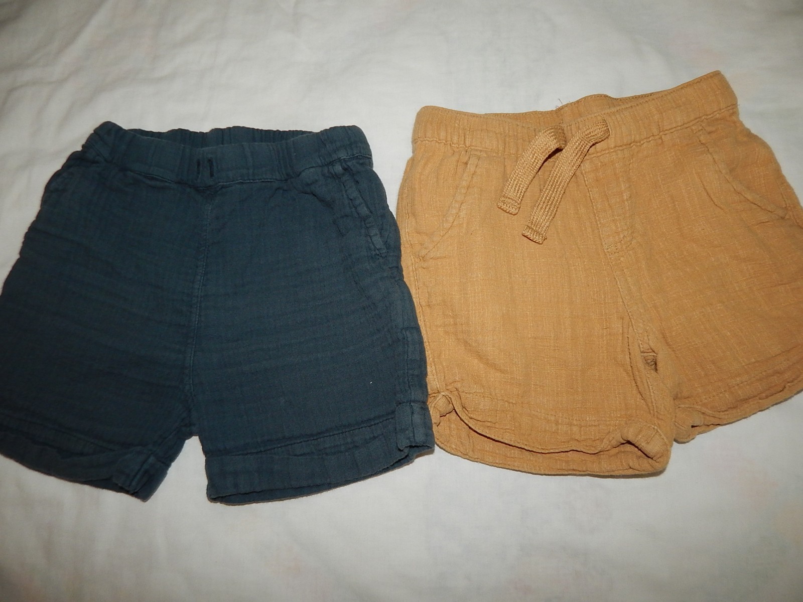 (2) Pair Boys Marlot Boys 3T Gauze Type Muslin Shorts Dark teal and Tan Must hav