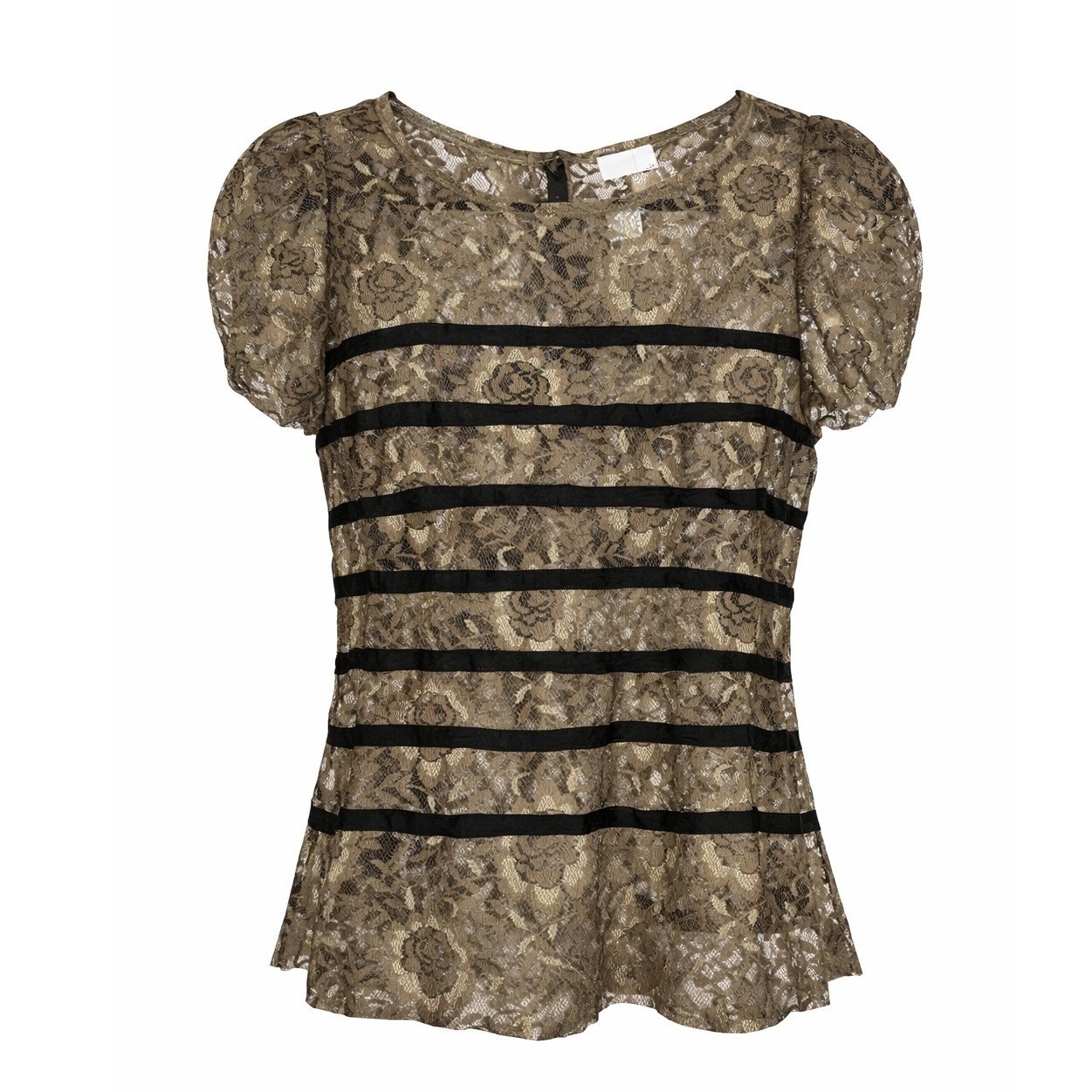 2B. Rych Brown Lace Blouse Top Women’s Size 8 Full Back Button Up Cottage Boho
