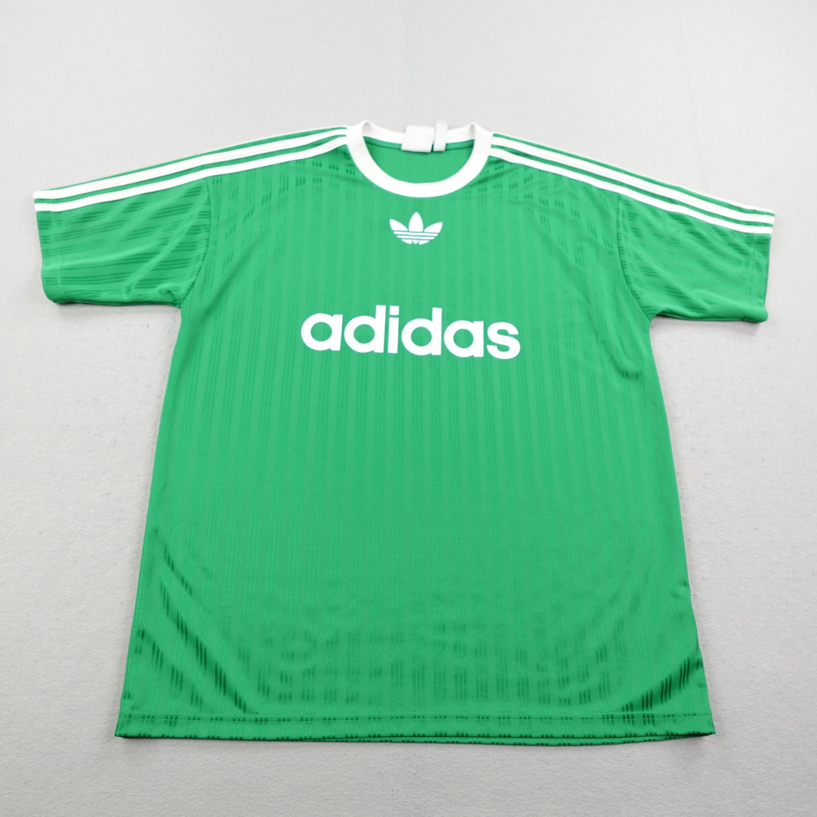 Adidas Shirt Mens Large Green Stripes Soccer Jersey Satin Shiny Silky Futbol
