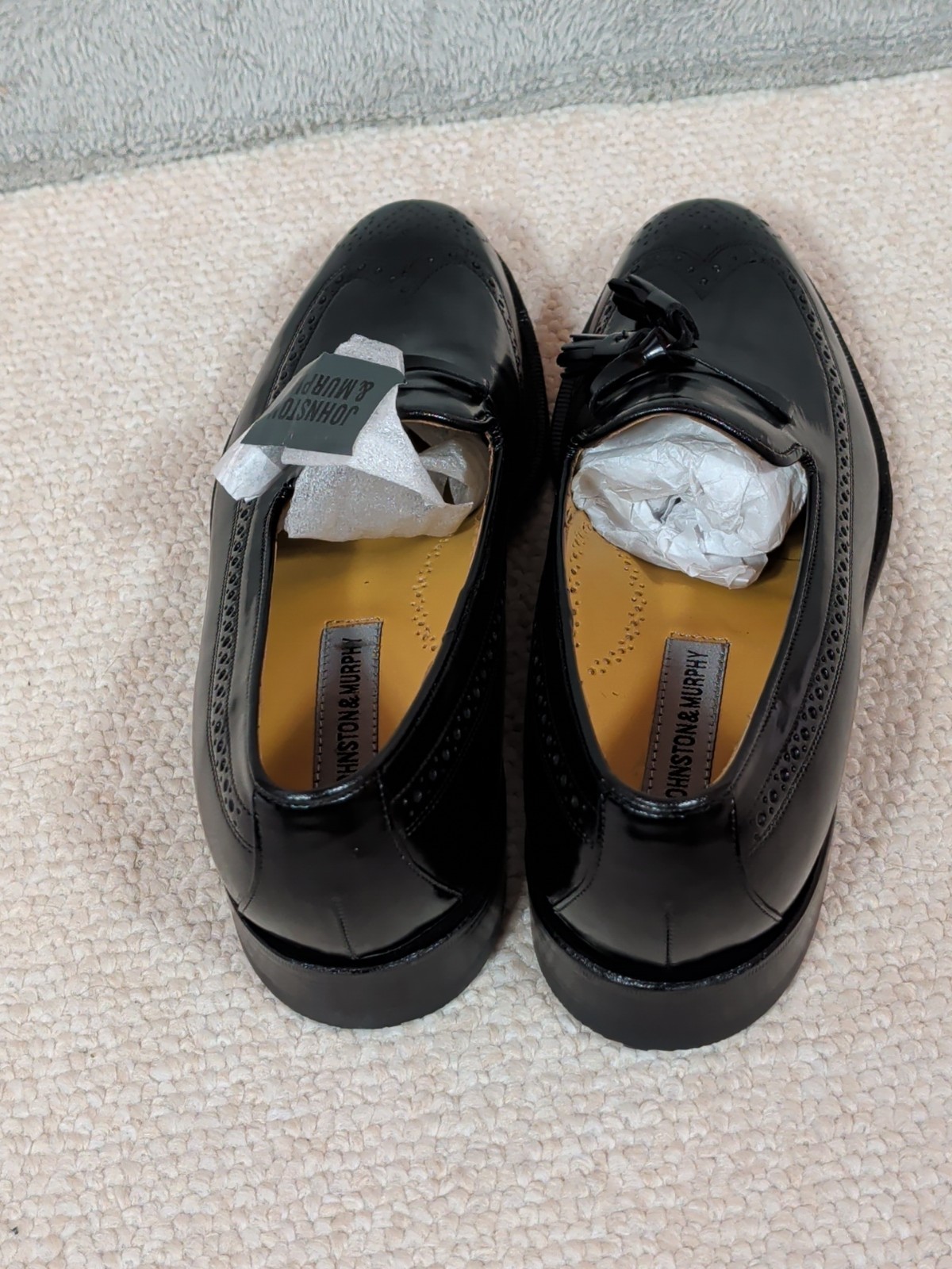 Johnson & Murphy Aristocraft loafer shoes Leather Tassle Black Men’s 10.5 A/3A