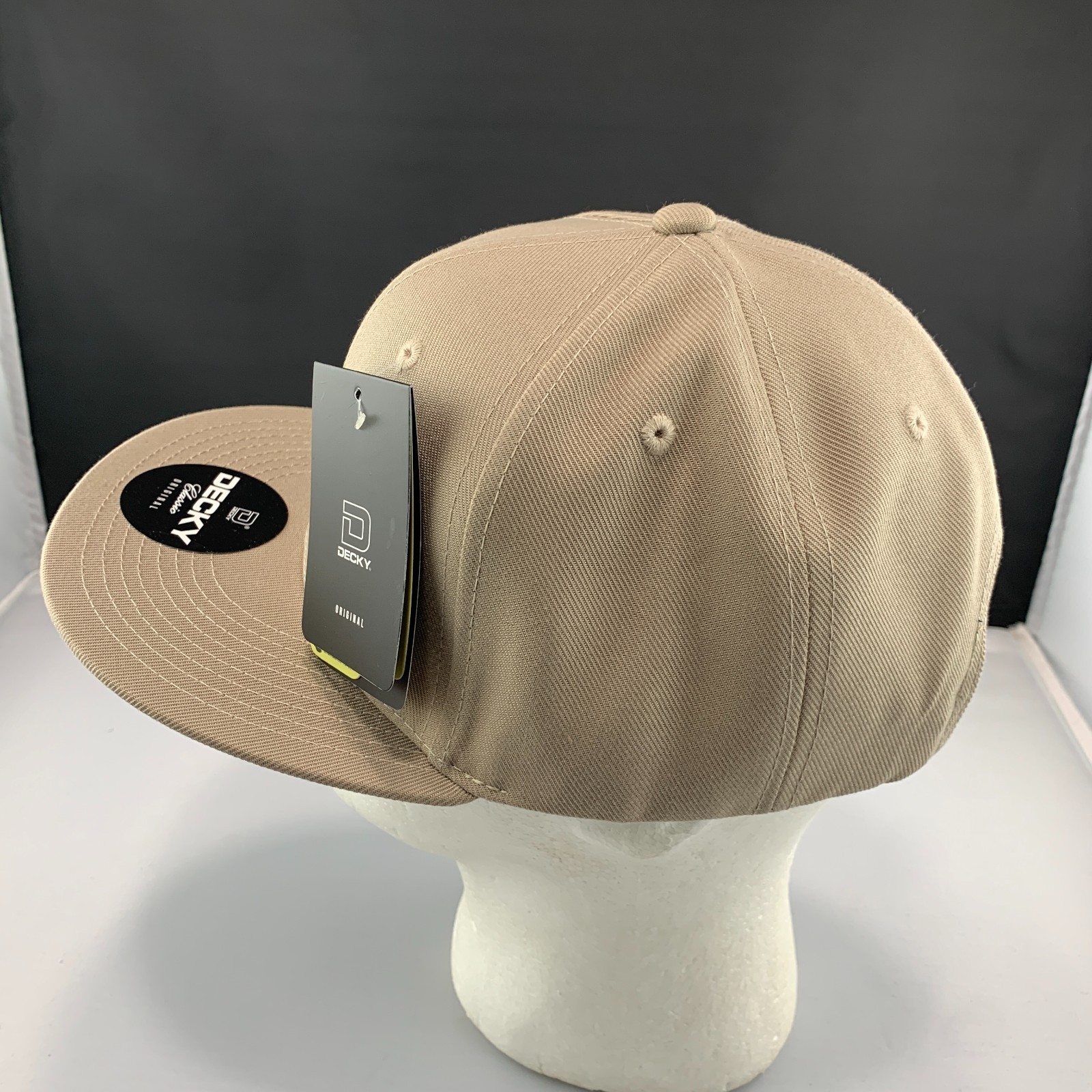 New Decky 6020 Snapback Hat Acrylic Blank Flat Bill High Crown Cap Khaki