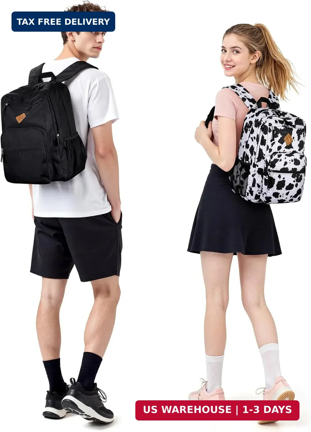 ZORFIN 26L Black Backpack for College, and Travel: Water Resistant Bookbag