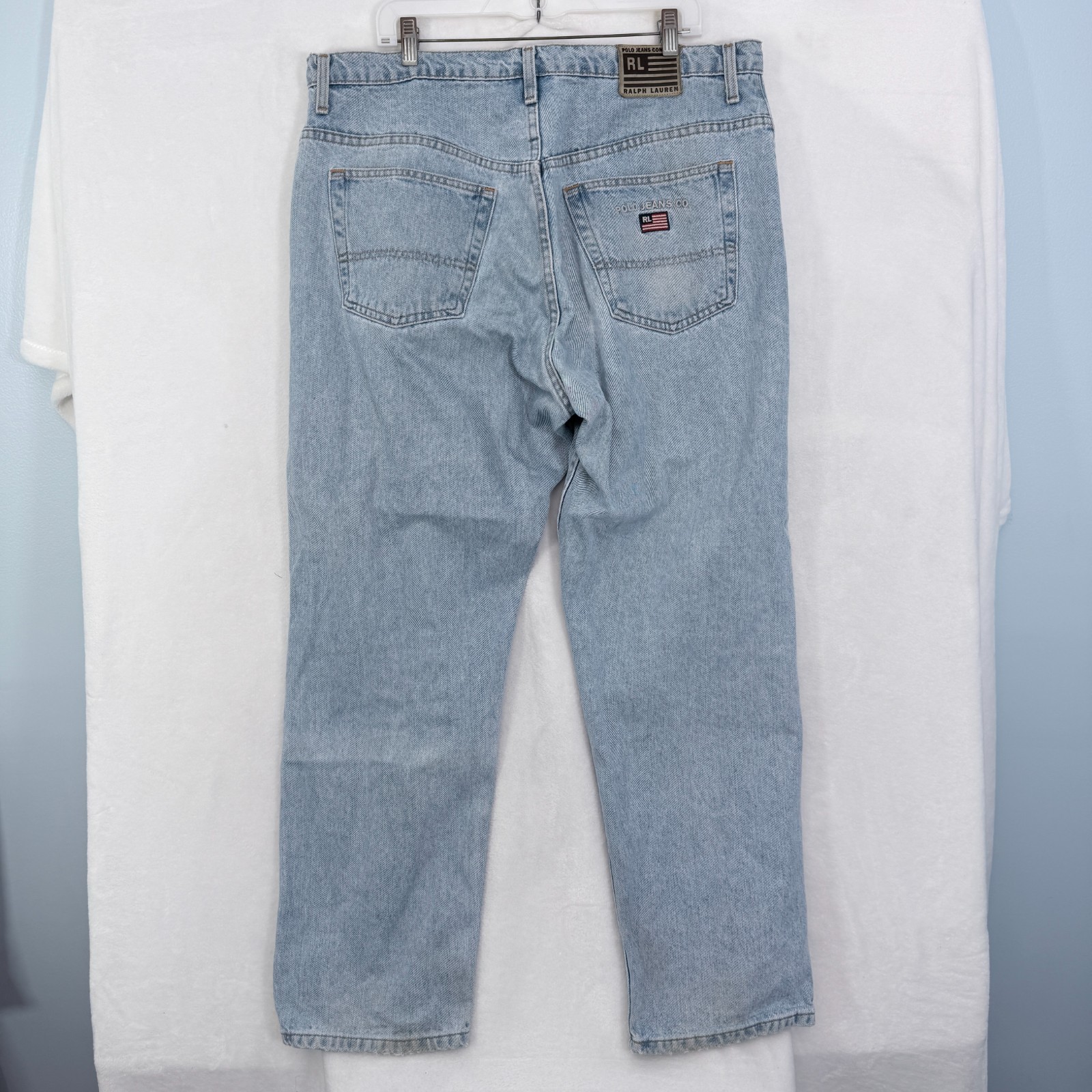Polo Jeans Company Ralph Lauren Jeans Mens 38×30 Blue Straight Leg USA Flag