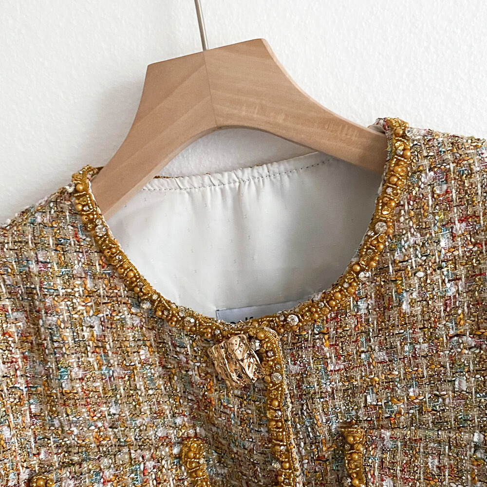 Self-portrait Women’s Single-breasted Tweed Short Jacket Cardigan coat DRESS