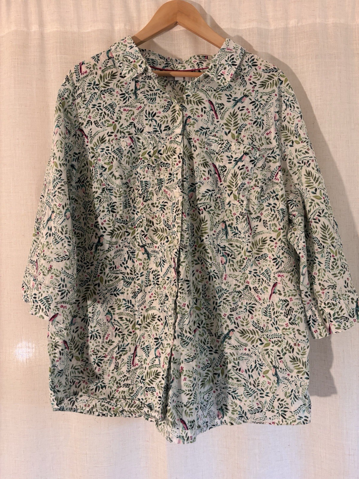 Croft & Barrow Women’s Woven Cotton Garden Floral Button-Up Blouse 3/4 Sleeve 2X