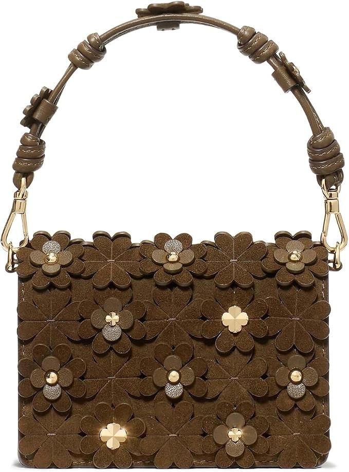kate spade new york Women’s Small Brown Floral Applique Shoulder Bag