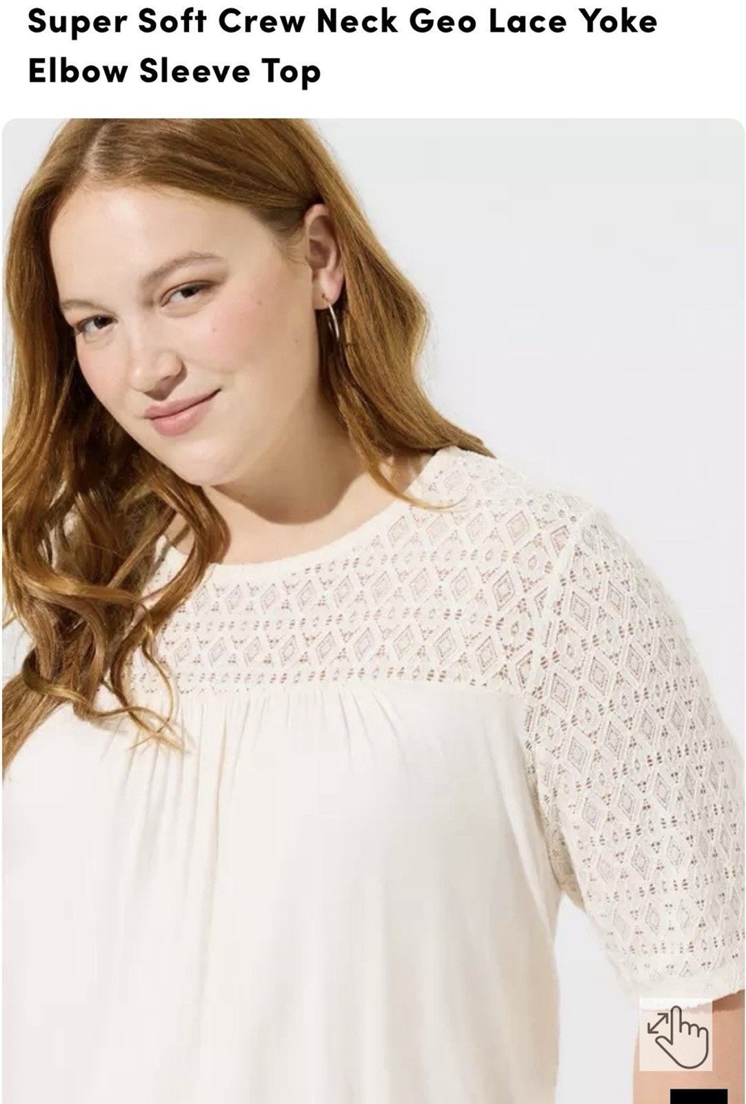 Torrid Cream Super Soft Stretch Blouse Size 6 Lace Sleeves Top T-shirt NWT Shirt