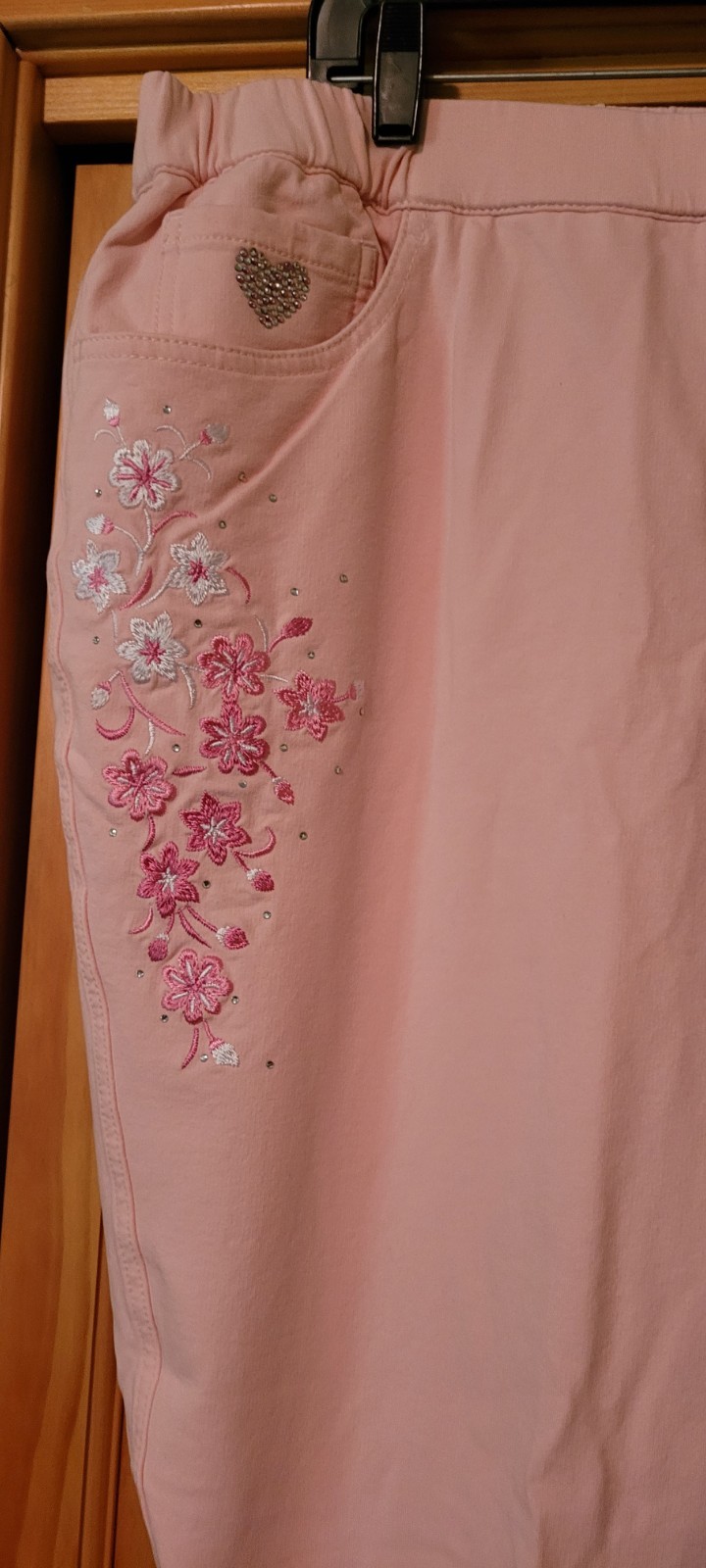 Quacker Factory Dream Jeannes Pink Floral Embroidered Stretch Pull on Jeans 2X