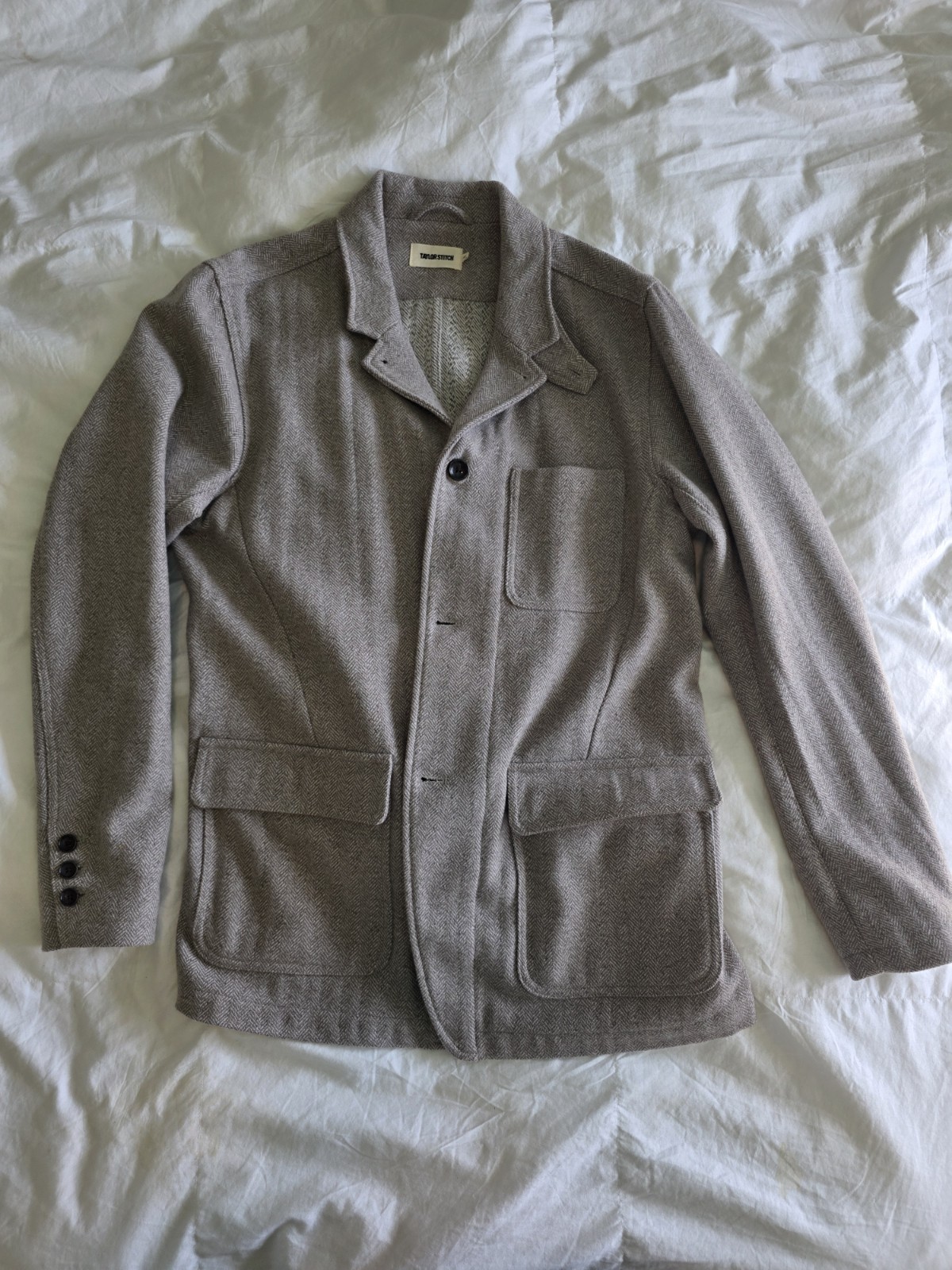 Taylor Stitch Gibson Jacket Heathered Oat Nep Herringbone Size 42 Large