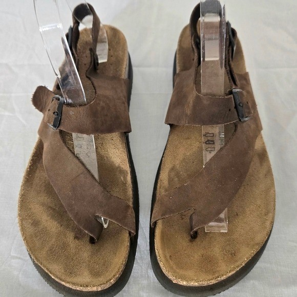 Goldstar Brown Leather Adjustable Strap Sandals Rustic Boho Festival, size 38