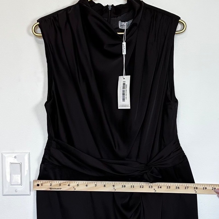 NWT Petal + Pup Satin Midi Dress High Mock Beck Brown Sleeveless Elegant Wedding