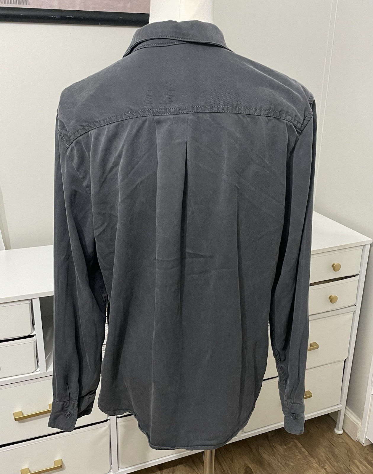 Gap Longsleeve Gray Collard Blouse Size Medium