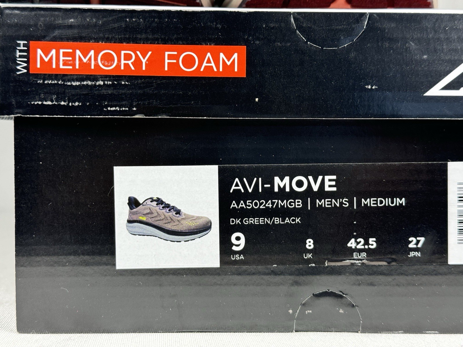 Avia Avi-Move Men’s Walking Shoes Size 9 Dark Green Black AA50247MGB Memory Foam