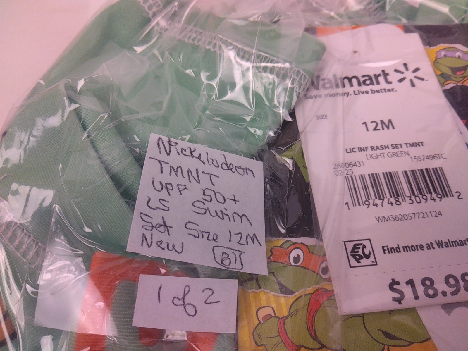 Nickelodeon Teenage Mutant Ninja Turtles UPF 50+ LS Swim Set Size 12M – New (B1)