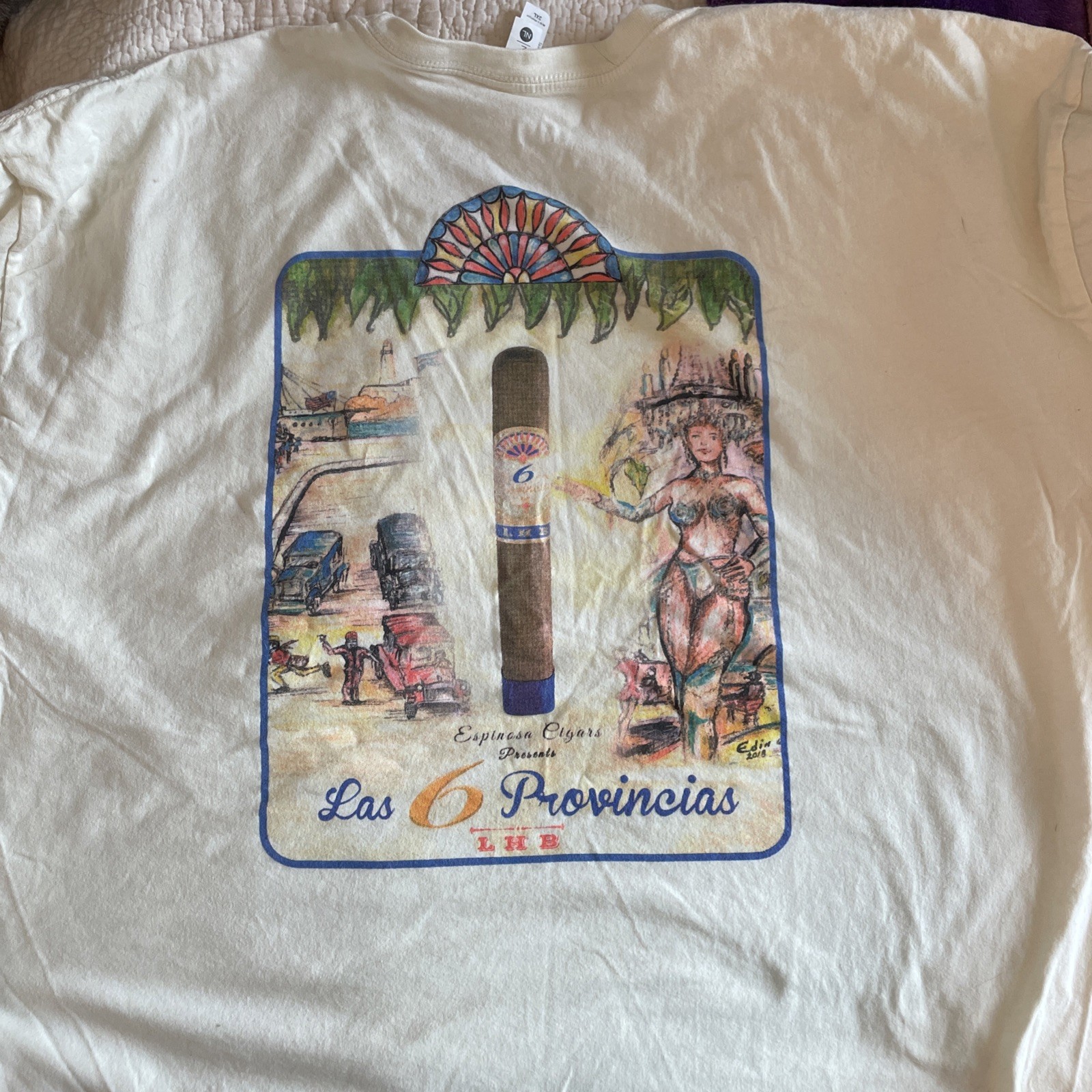 ‘Espinosa Cigars Presents Las 6 Provincial LHB’ Cream Color T-Shirt Size 3XL