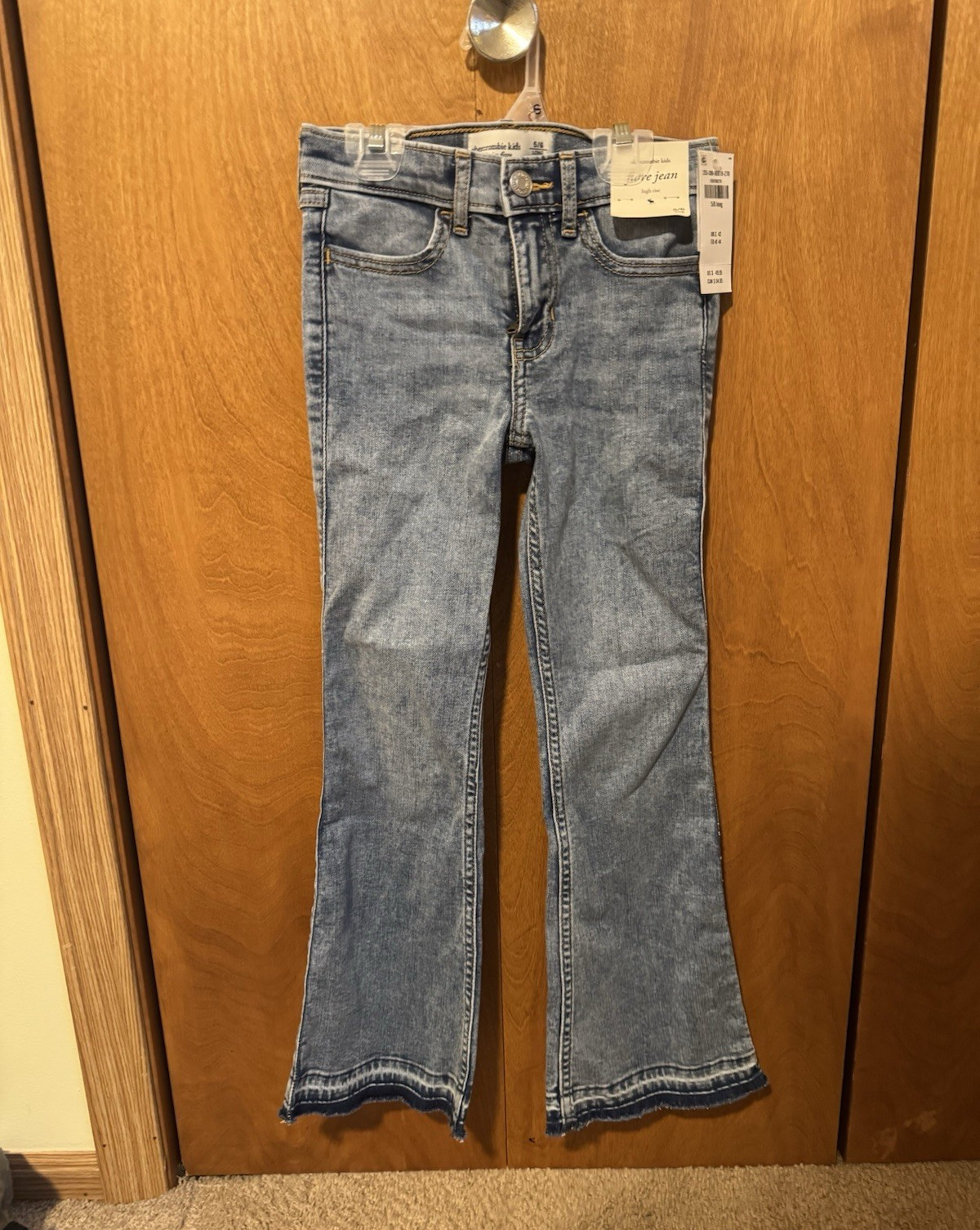 Abercrombie Kids Girls High Rise Flare Blue Denim Jeans 5/6 Long Button Zip