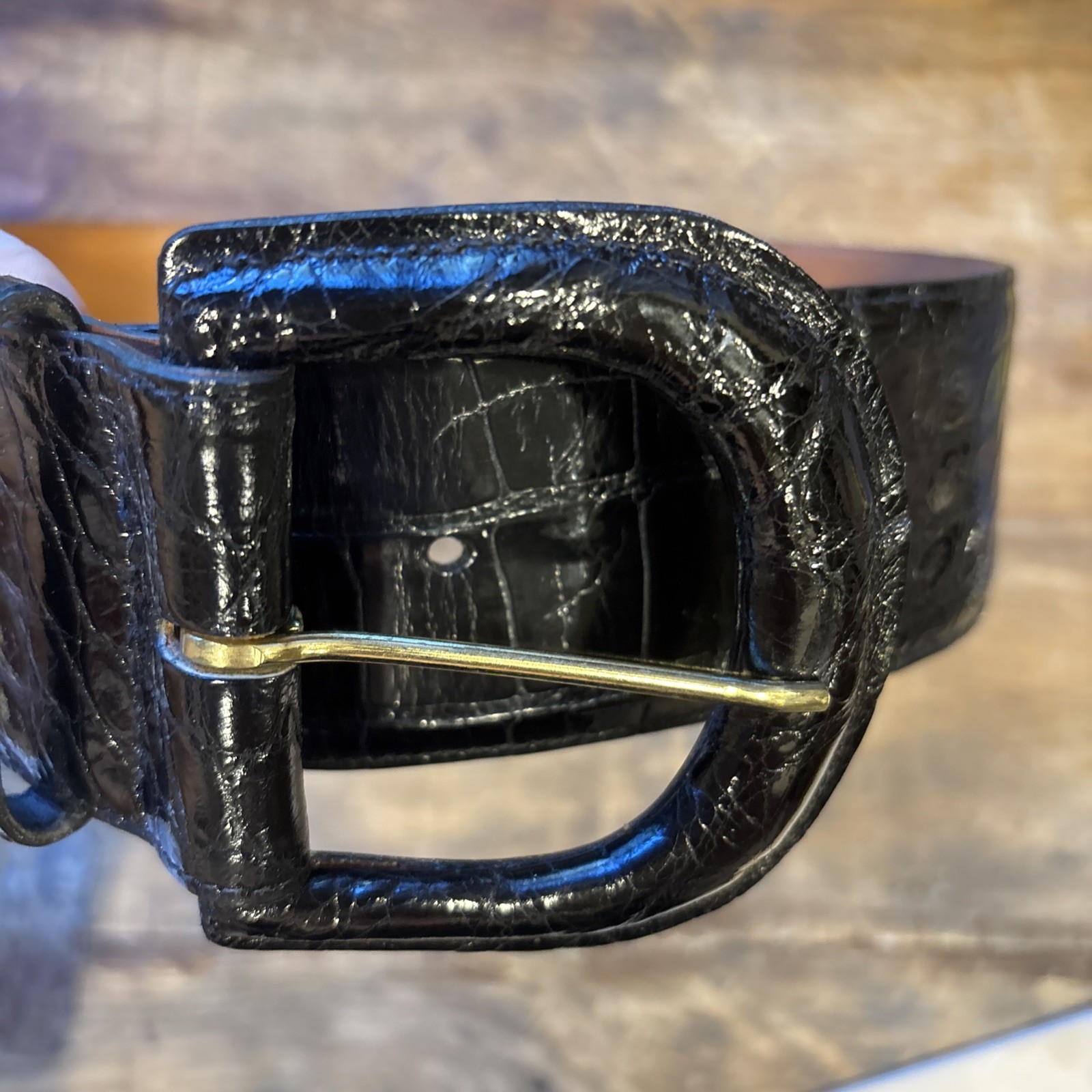 Vintage Ralph Lauren Collction 2.25” Wide American Alligator Belt 32” Italy