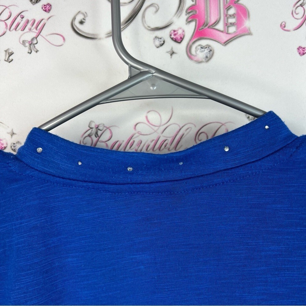 Jessica cardigan studded crystal Sapphire Blue Sweater Rhinestone Trim open