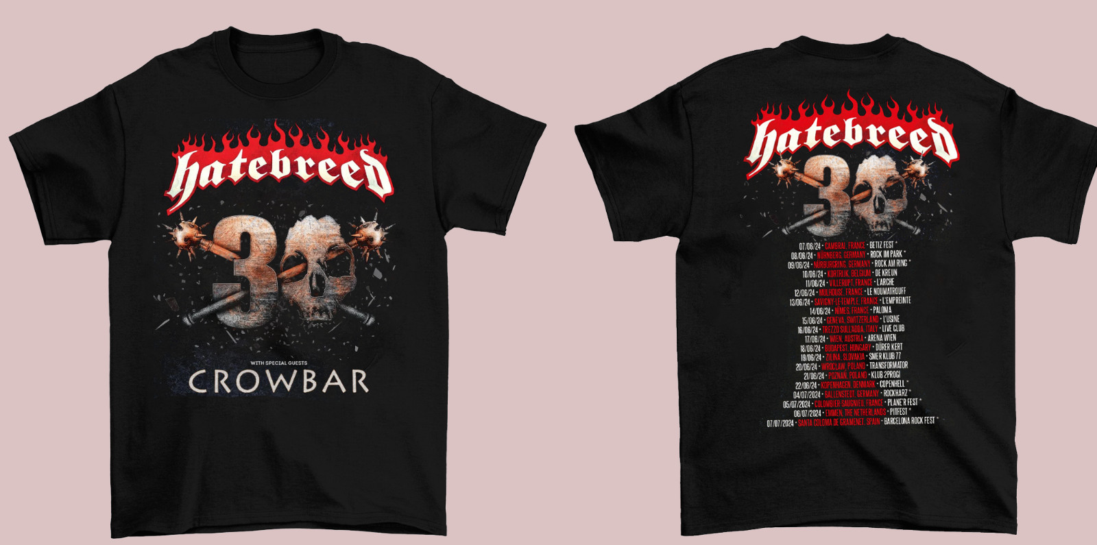 Trend Hatebreed 30th Anniversary Tour 2024 Black Twoside All Size Shirt PP175
