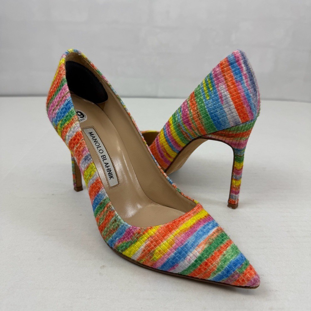 Manolo Blahnik BB 105 Multicolor Fabric Heels Size 37 (US 6.5–7) Colorful