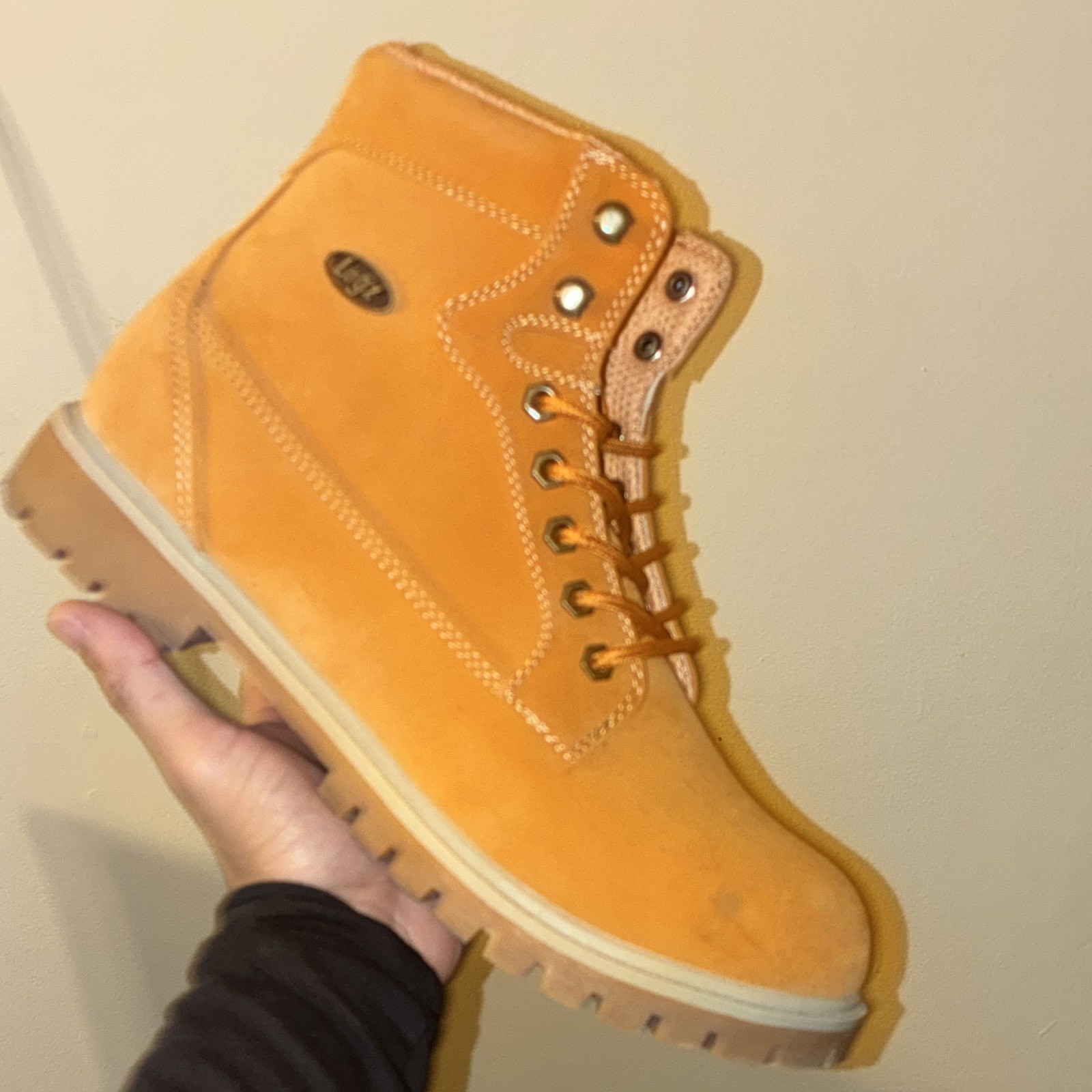 Lugz Men’s Work Boot Wheat Suede Lace-Up Ankle Round Toe Rubber Sole 10