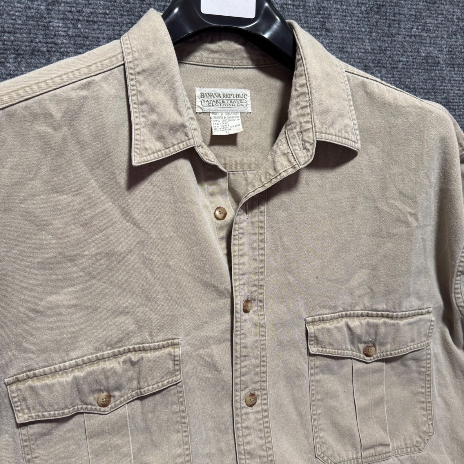 Vintage Banana Republic Safari Travel Shirt Large Men’s Cotton Utility Flap