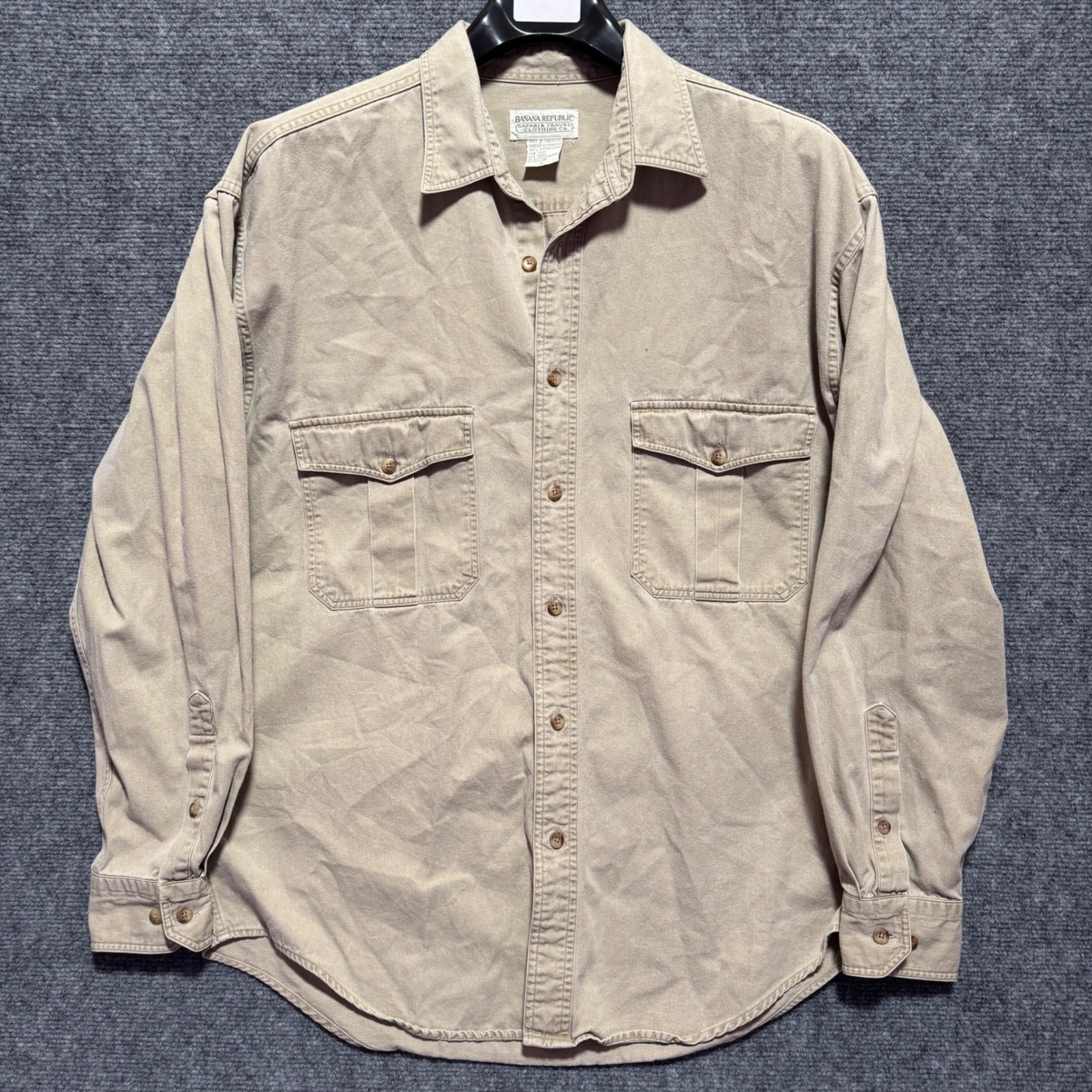Vintage Banana Republic Safari Travel Shirt Large Men’s Cotton Utility Flap