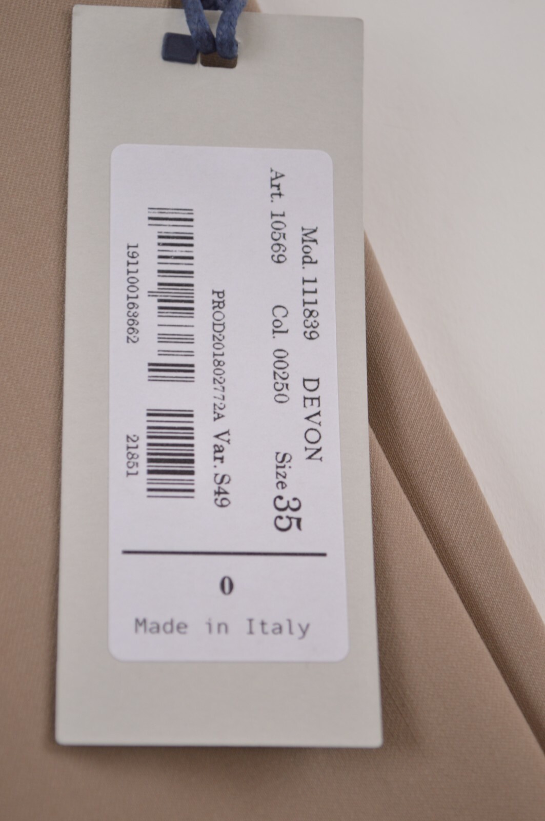 Zanella NWT Dress Pants Size 35 In Solid Khaki Tan Wool Devon $325