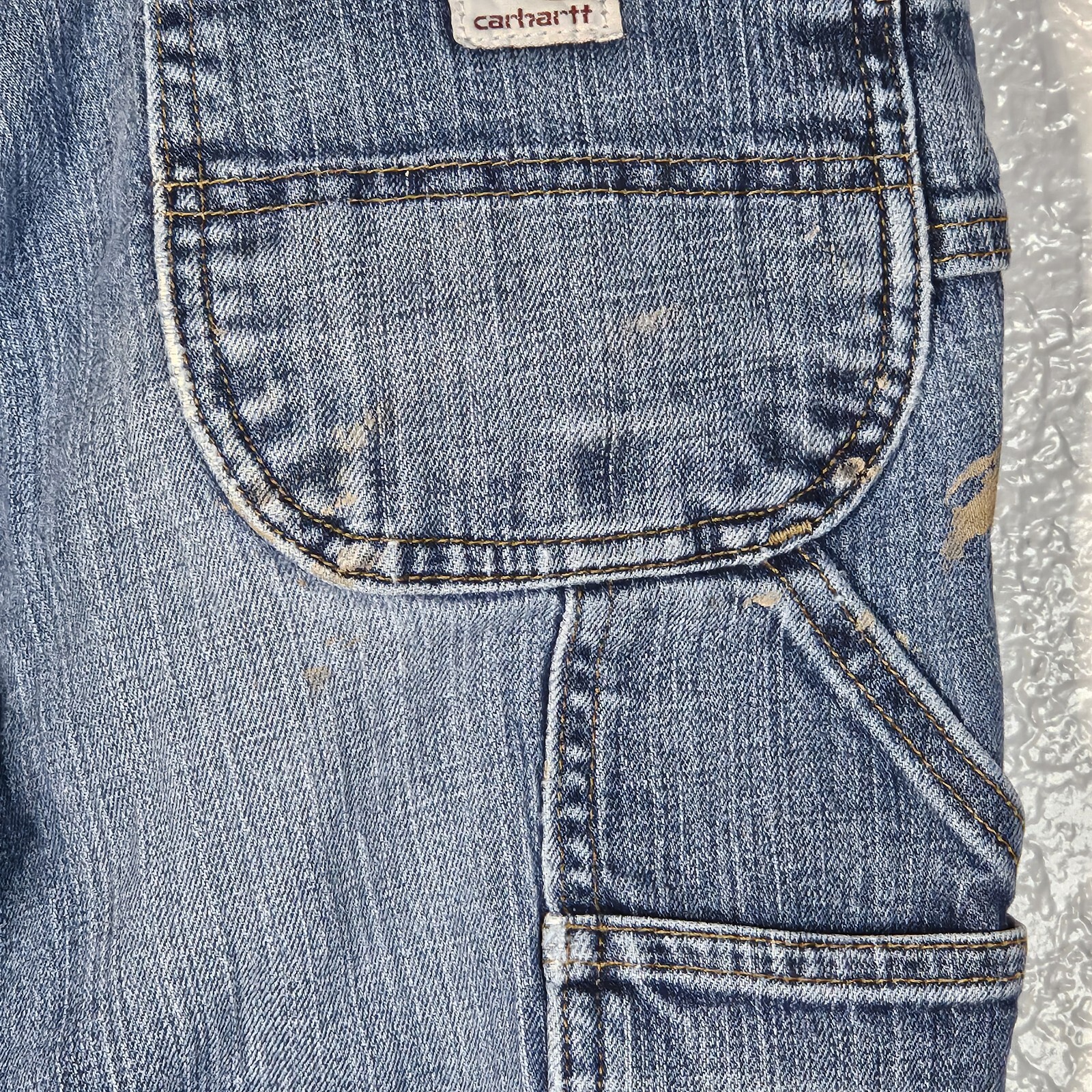 Carhartt Jeans Sz. 10 Double Knee Utility 99% Cotton 1% Spandex Paint Stains