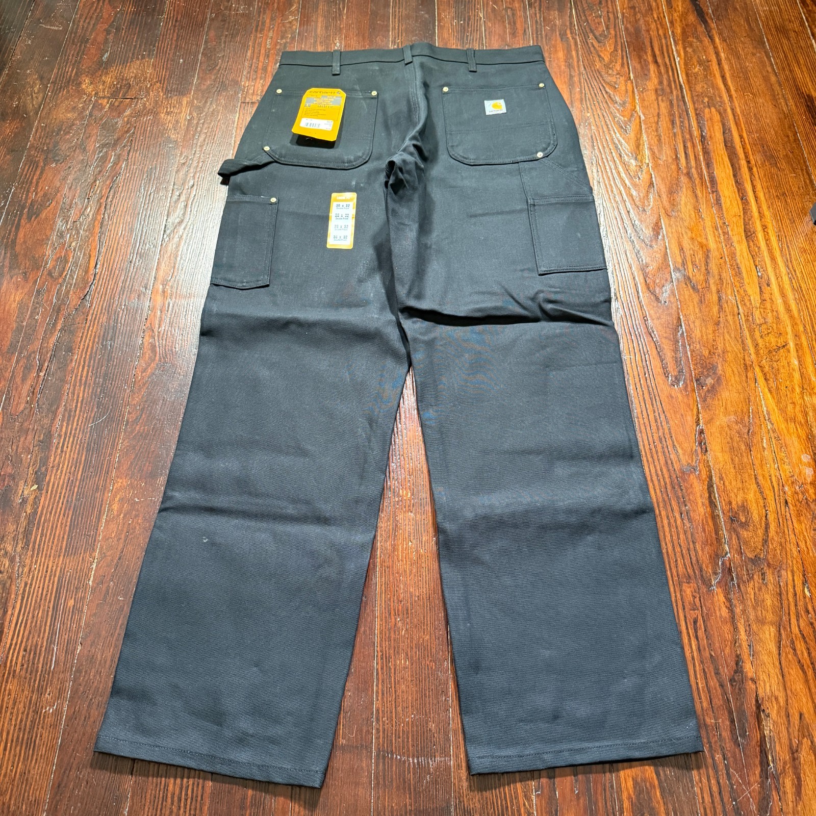 Carhartt B01 Pants Mens 36×32 Black Loose Straight Firm Duck Double Knee Work