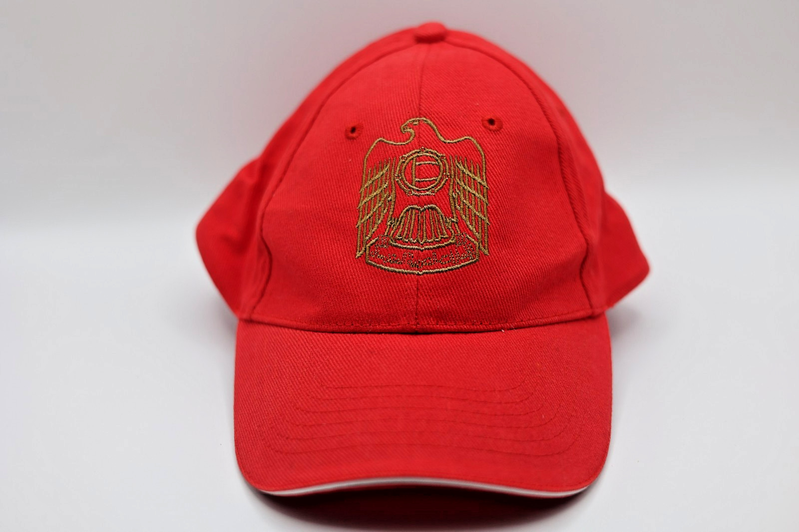 UAE United Arab Emirates Coat of Arms Hat Red Gold Embroidered Falcon Snapback