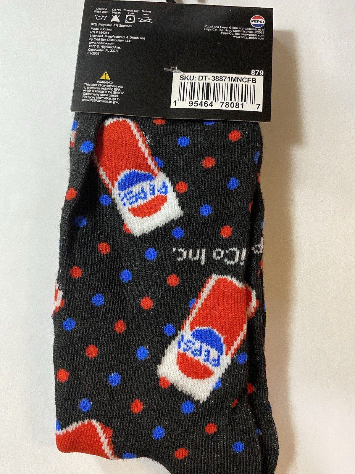 NEW pair Pepsi cola pop can crew socks Men’s size 6-12 black