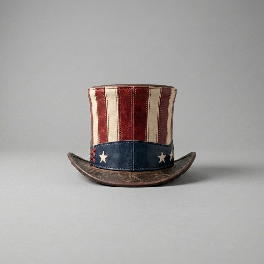Top Hat Leather Hat | USA Flag Patriotic | Uncle Sam Style Hat Independence Day