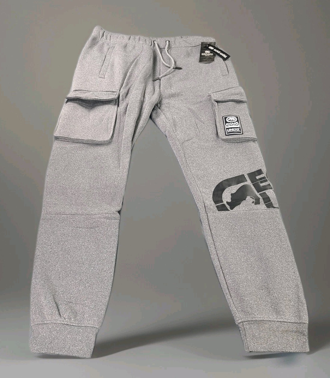 Ecko Unltd. Men’s Scoot Over Joggers With Cargo Pockets Marled Grey Size 3XL