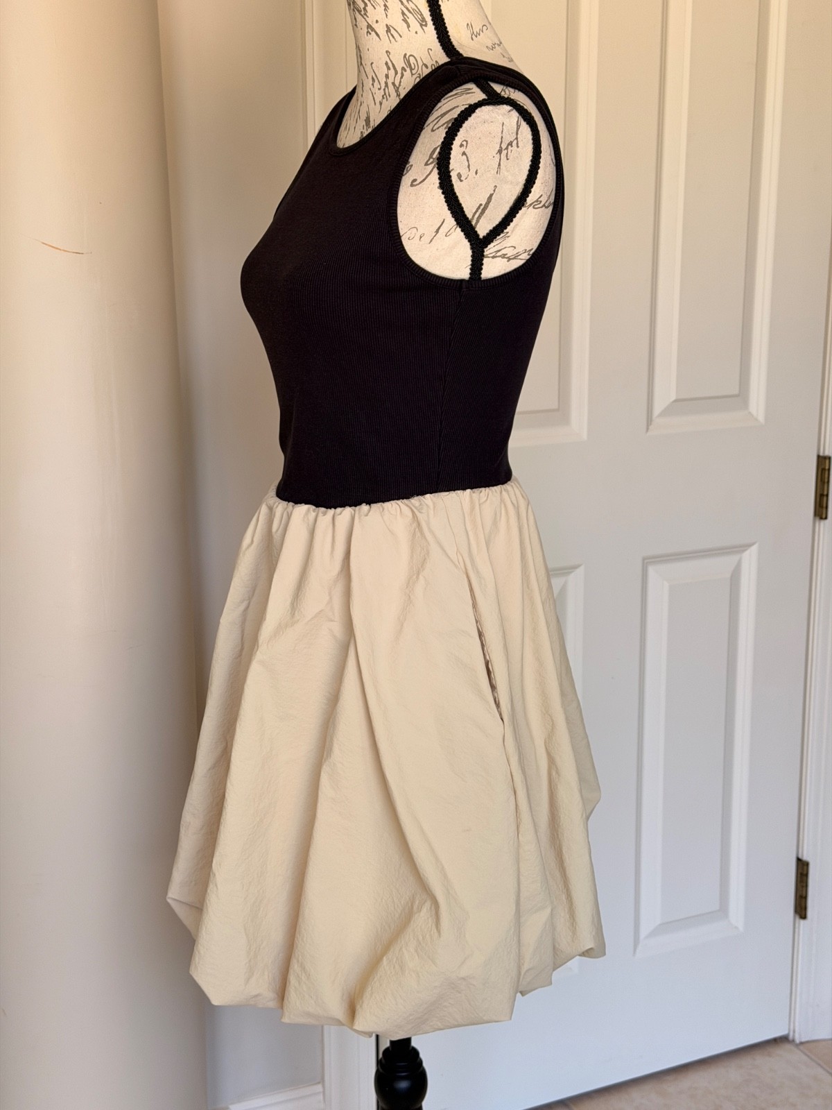 Steve Madden Linnea Mixed-Media Bubble Hem Pockets Minidress Sz. Small