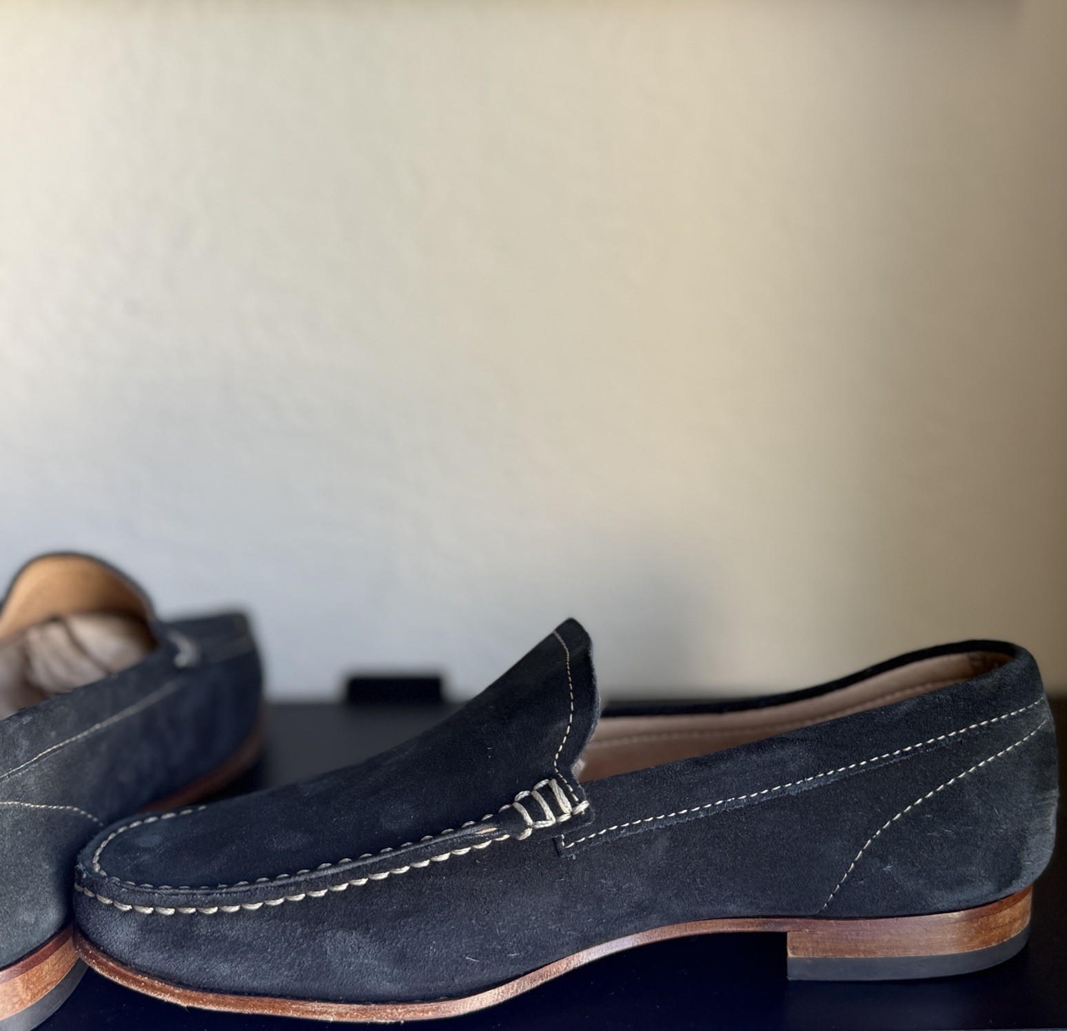 Herrings Shoes Men’s Blue Suede Slip-On Loafers Made In Italy Leather Sole US 8