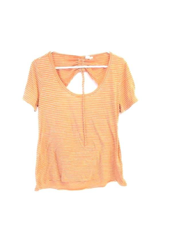 Melrose & Market Orange Striped Open-Back Top Size M Women’s Pre-Owned