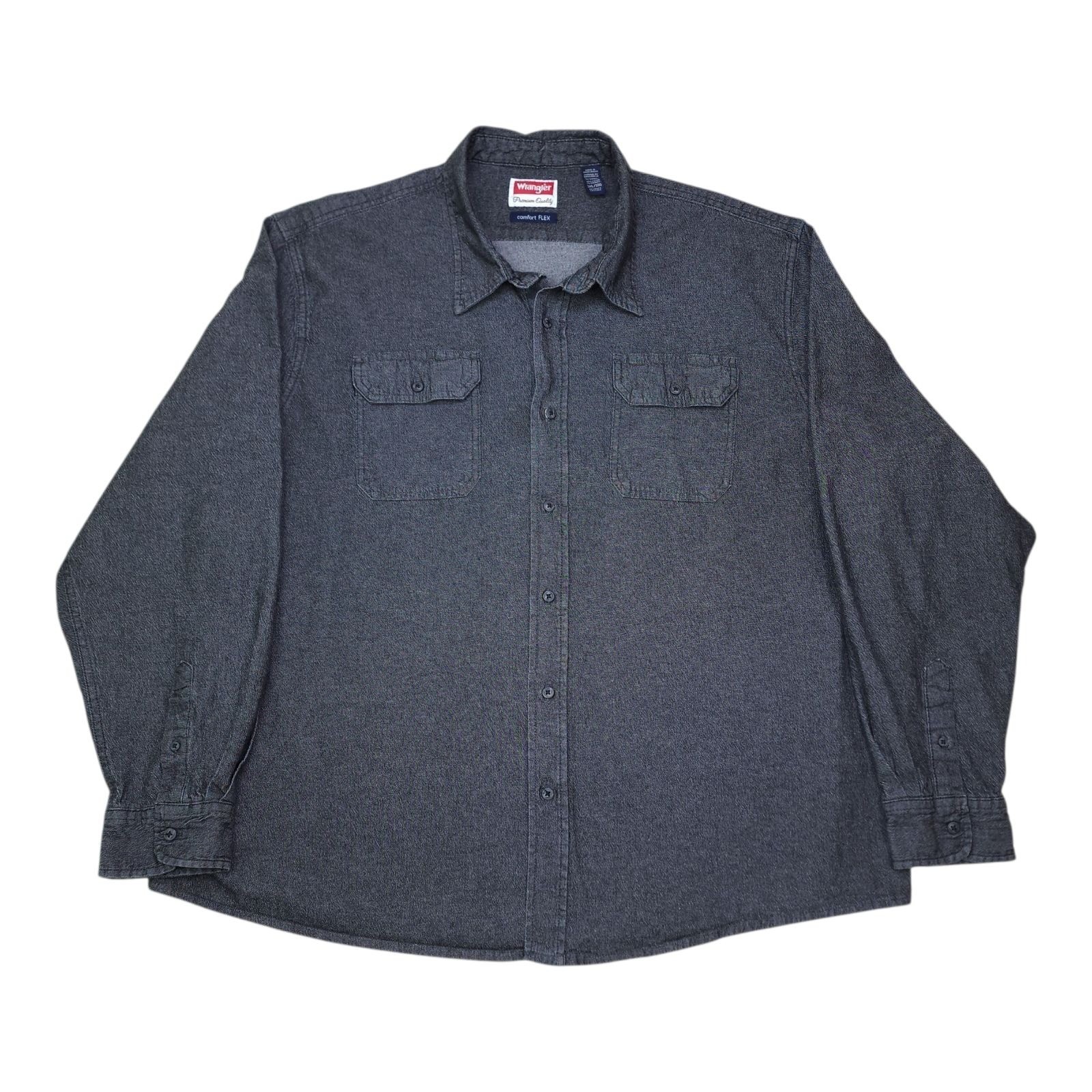 Wrangler Comfort Flex Button-Up Shirt 3XL Dark Gray 99% Cotton 1% Spandex