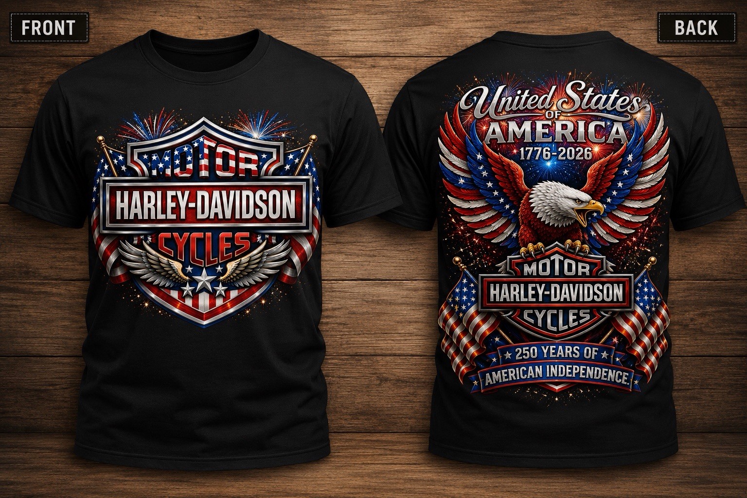 Harley-Davidson America 250th Anniversary Shirt 1776-2026 Independence Day Tee