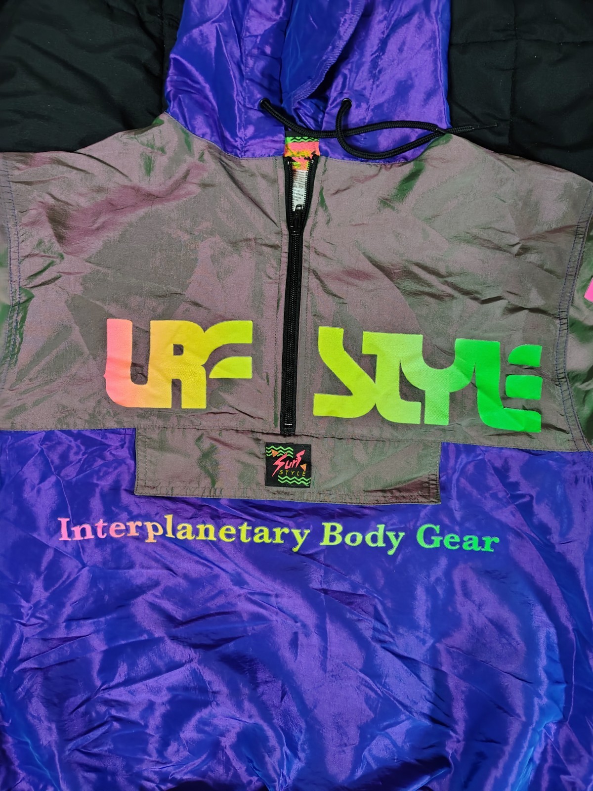 Vintage Surf Style Jacket Size Small S Interplanetary Gear Windbreaker Neon 90s
