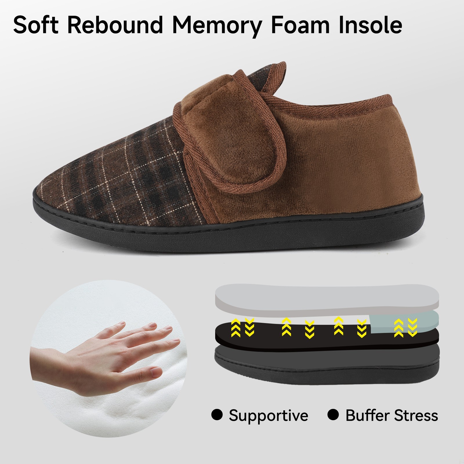Men’s Winter Slippers Comfortable Felt Slippers Warm Home Shoes Adjustable Shoes