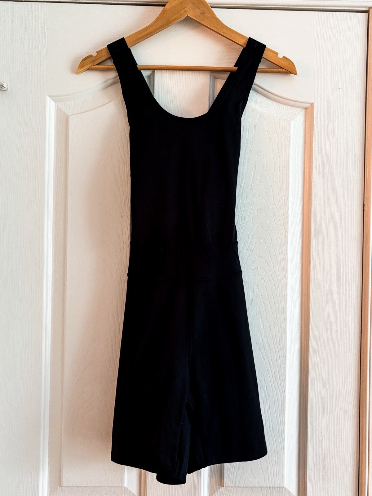 Nautica Competition Black Athletic Romper Cross Back Scoop Neck M