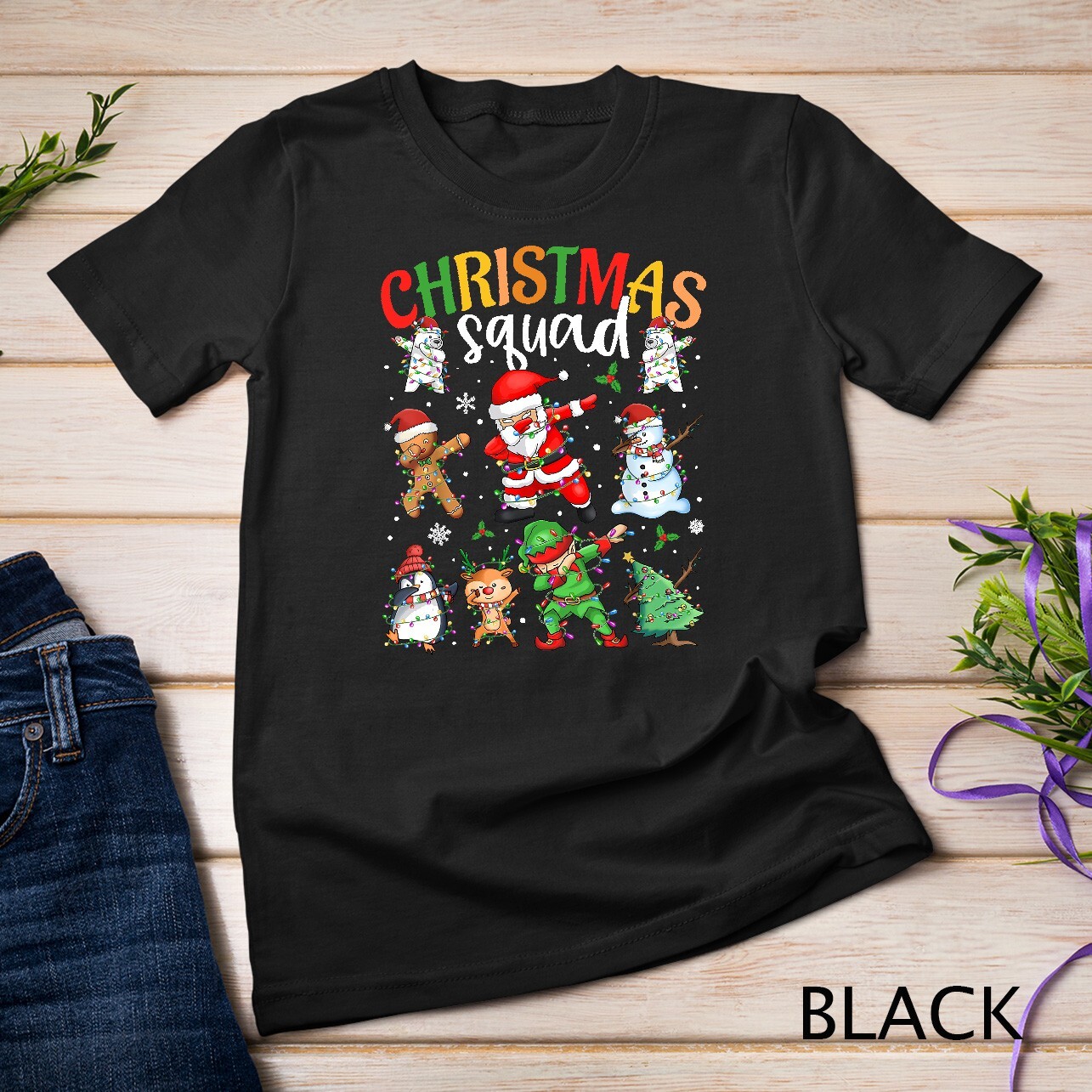 Christmas Squad Santa Dabbing Elf Family Matching Pajamas T-Shirt Unisex T-shirt